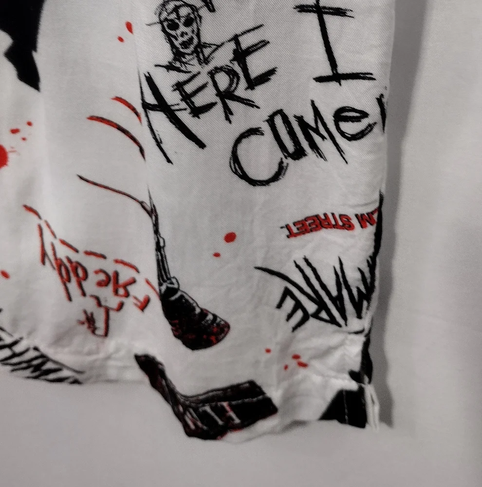 A Nightmare On Elm Street Graphic Horror Button Shirt Mens M White Halloween - Picture 5 of 8